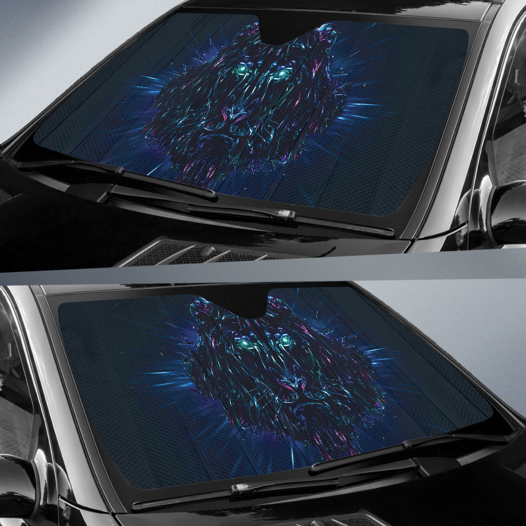 Cybernetic Lion Face with Radiant Energy Car Auto Sun Shades 211402