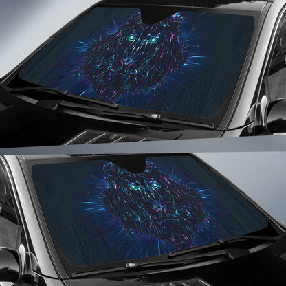 Cybernetic Lion Face with Radiant Energy Car Auto Sun Shades 211402