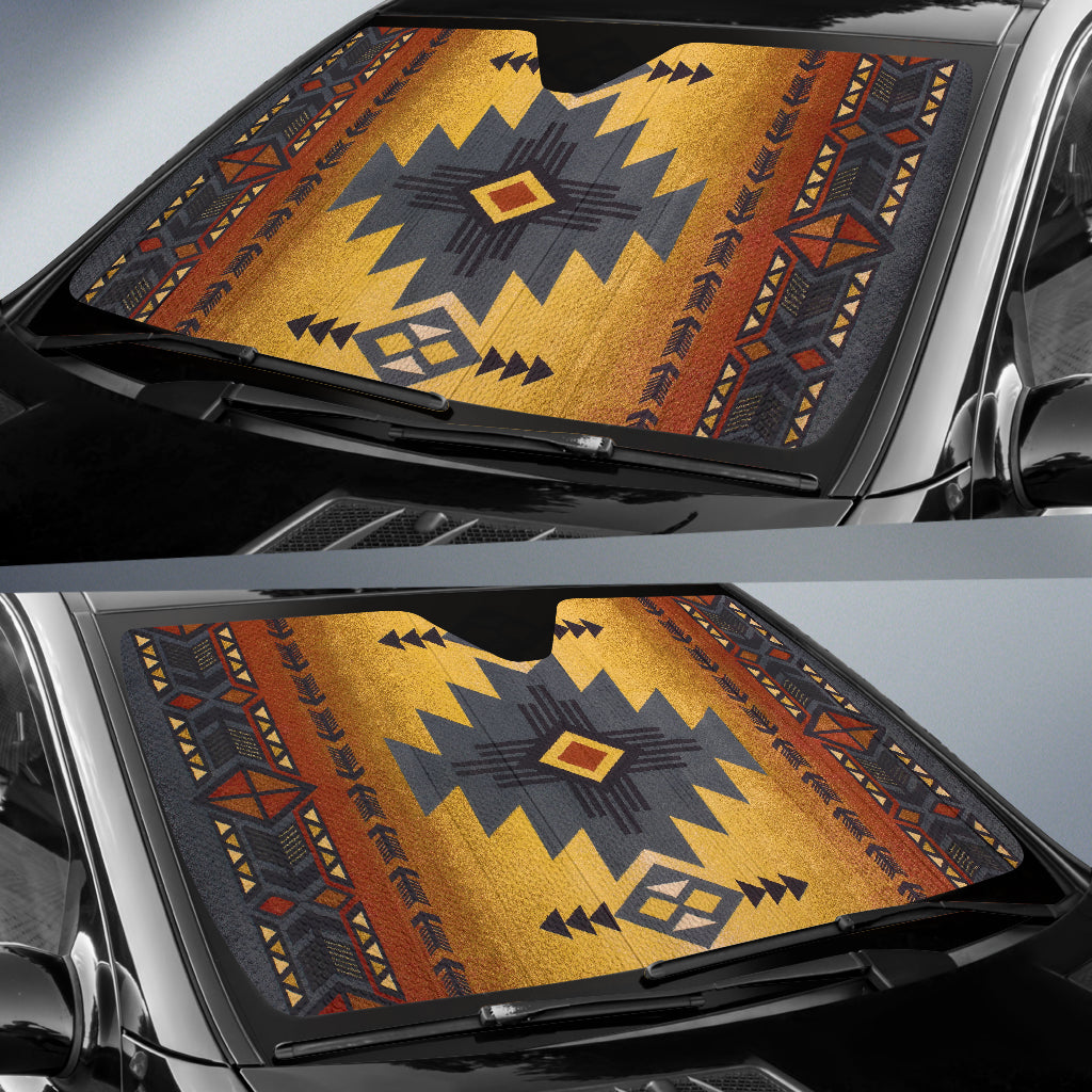 Blue Pattern Native American Car Auto Sun Shades 210302