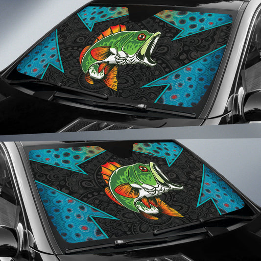 Largemouth Bass Fishing Pattern Printing Car Auto Sun Shades 211201