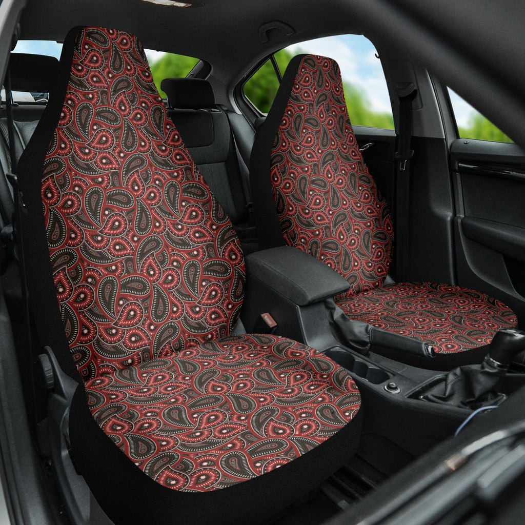 Red Paisley Pattern Car Seat Covers 212201