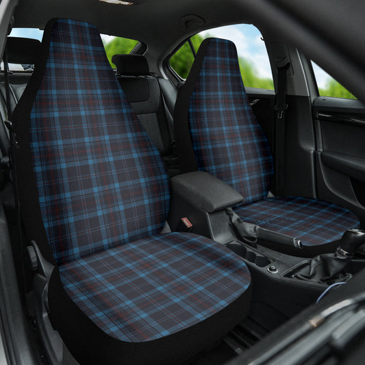 Dark Blue Plaid Pattern Car Seat Covers 212401