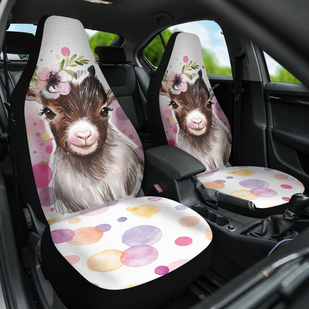 Goat Cute Floral Watercolor Car Seat Covers 212301