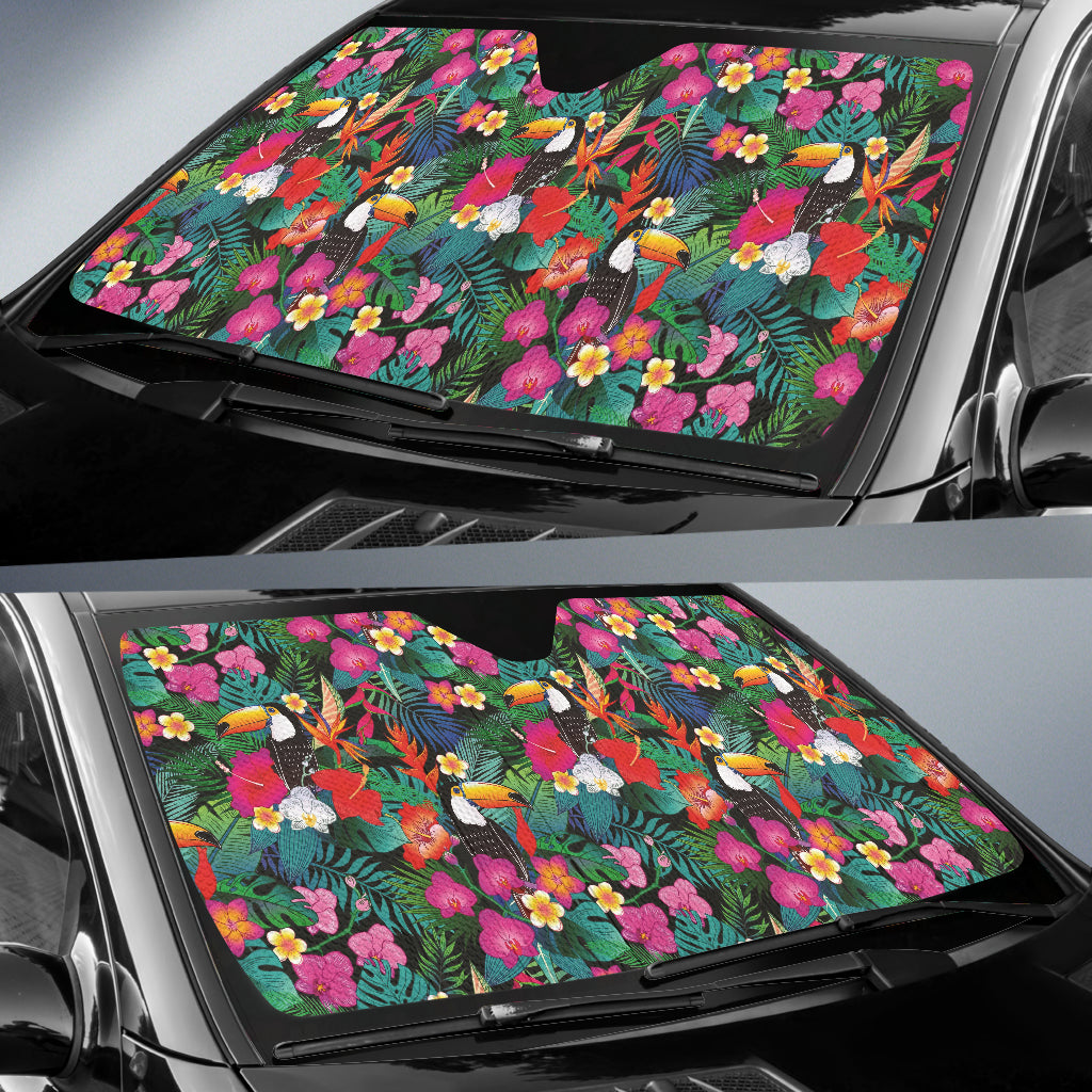 Hibicus Toucan Colorful Car Auto Sun Shades 212401