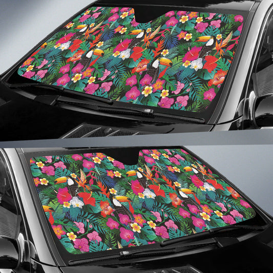 Hibicus Toucan Colorful Car Auto Sun Shades 212401