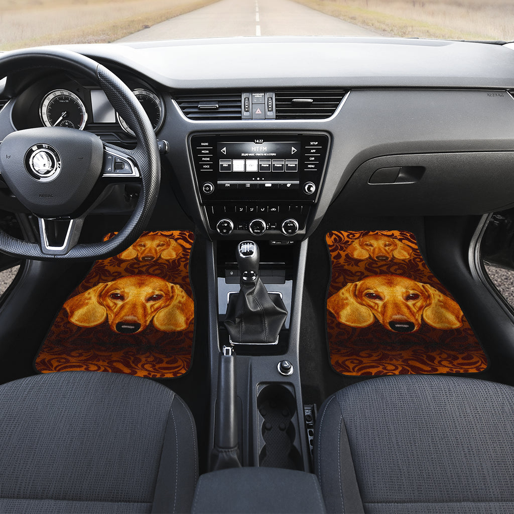 Dachshund Portrait Highlighted by Warm Baroque Textures Car Floor Mats 211402