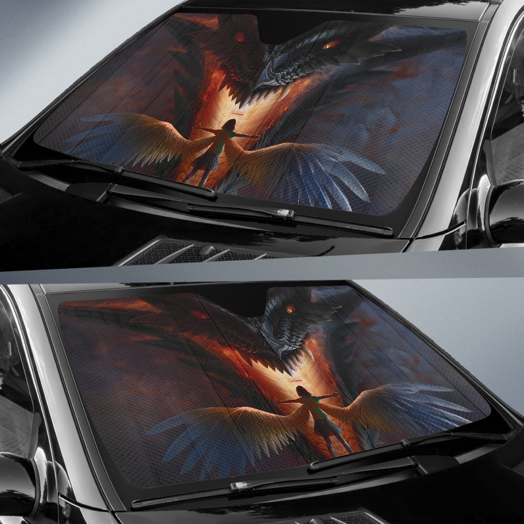 Majestic Angel Dragon Illustration in Mythic Style Car Auto Sun Shades 211302