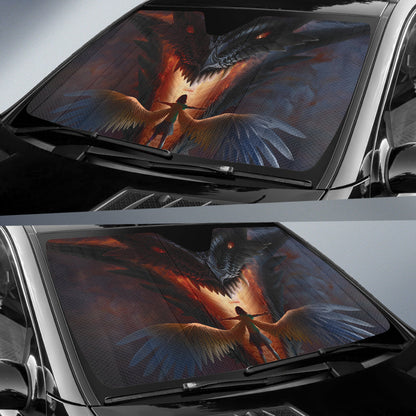 Majestic Angel Dragon Illustration in Mythic Style Car Auto Sun Shades 211302