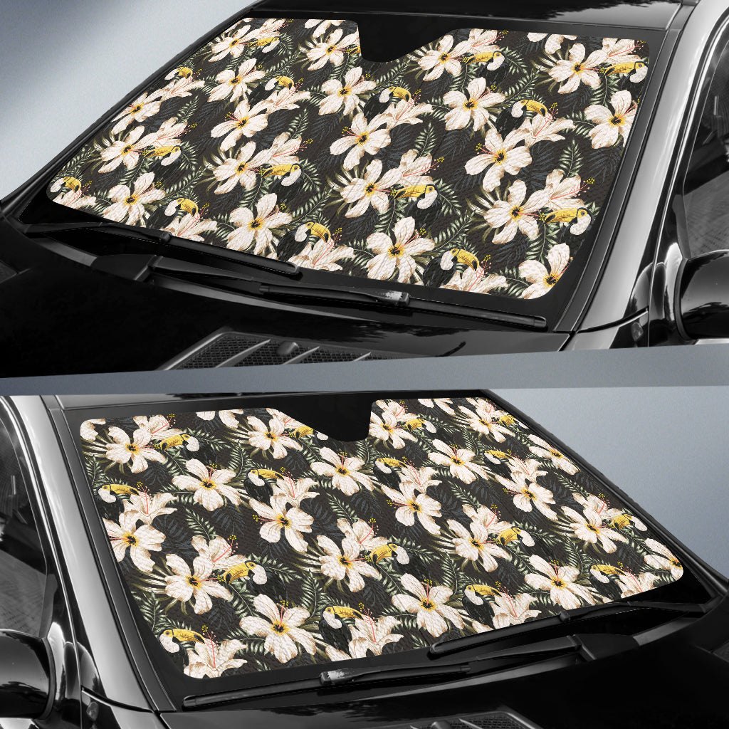 Hawaii Tropical Toucans Hibiscus Car Auto Sun Shades 212801