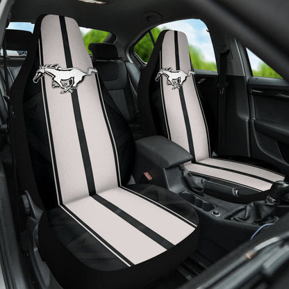 White Gray Ford Mustang Fastback Muscle Car Seat Covers 210402