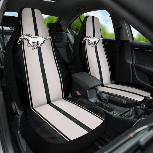 White Gray Ford Mustang Fastback Muscle Car Seat Covers 210402