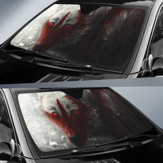 Arctic Wolf Emerging Through Cold Windswept Tundra Car Auto Sun Shades 211402