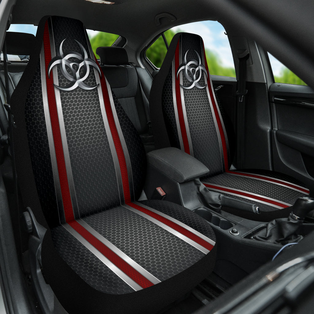 Biohazard Red Hole Metal Printing Car Seat Covers 212101