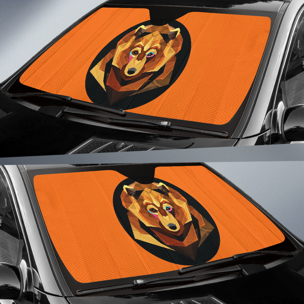 Polygon Bear Portrait with Bold Warm Geometry Car Auto Sun Shades 211502