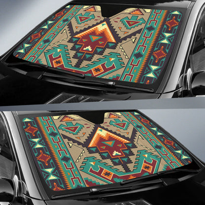Tribe Blue Pattern Native American Car Auto Sun Shades 212901