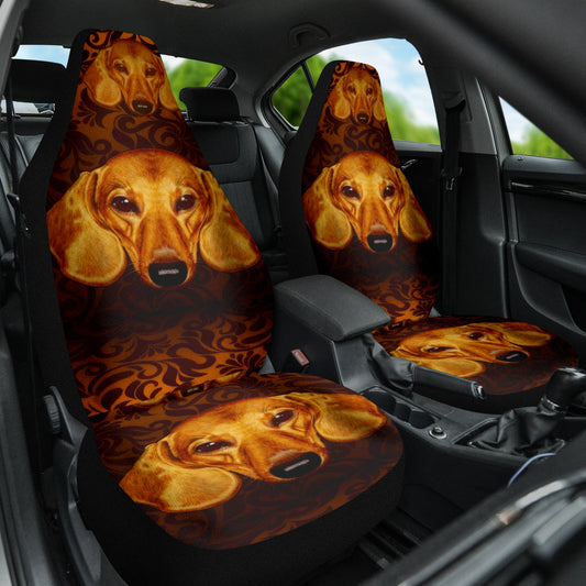 Dachshund Portrait Highlighted by Warm Baroque Textures Car Seat Covers 211402