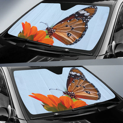 Colorful Butterfly Resting Gracefully on Bloom Car Auto Sun Shades 211502