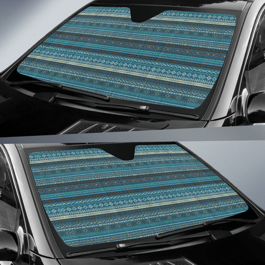 Light Green Teal Boho Stripes Decor Car Auto Sun Shades 212901