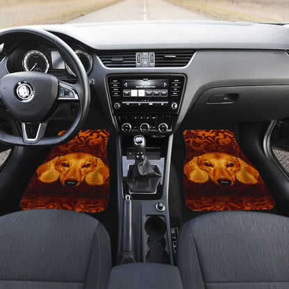 Warm Toned Dachshund Portrait with Decorative Swirls Car Floor Mats 211402