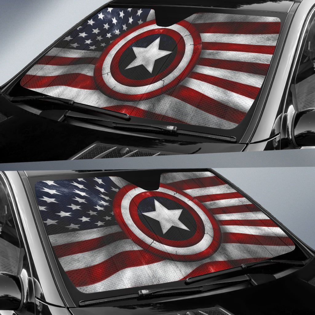 American Flag 3D Design with Patriotic Depth Car Auto Sun Shades 211302