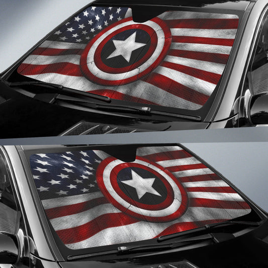 American Flag 3D Design with Patriotic Depth Car Auto Sun Shades 211302