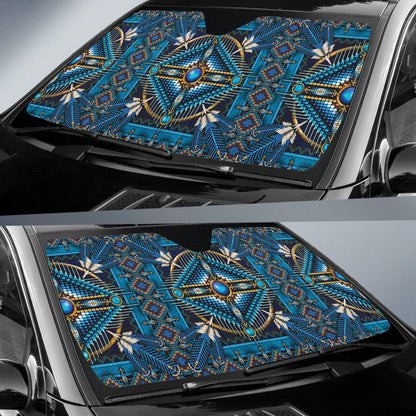 Mandala Blue Native American Design Car Auto Sun Shades 210502
