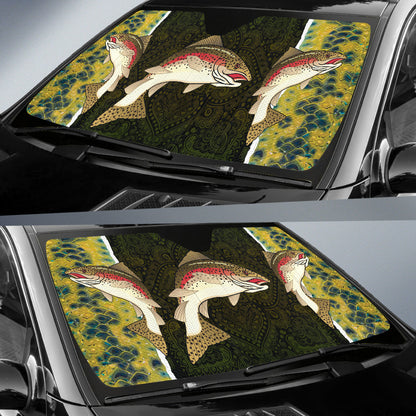 Amazing Gift Idea Trout Fish Pattern Car Auto Sun Shades 211201