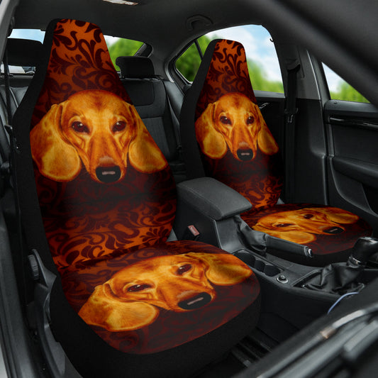 Warm Toned Dachshund Portrait with Decorative Swirls Car Seat Covers 211402