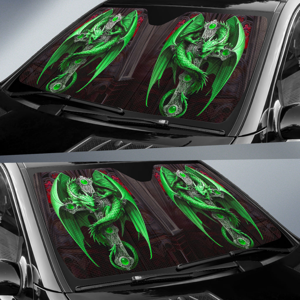 Cool Dragon Green Decorative Auto Sun Shades 211302