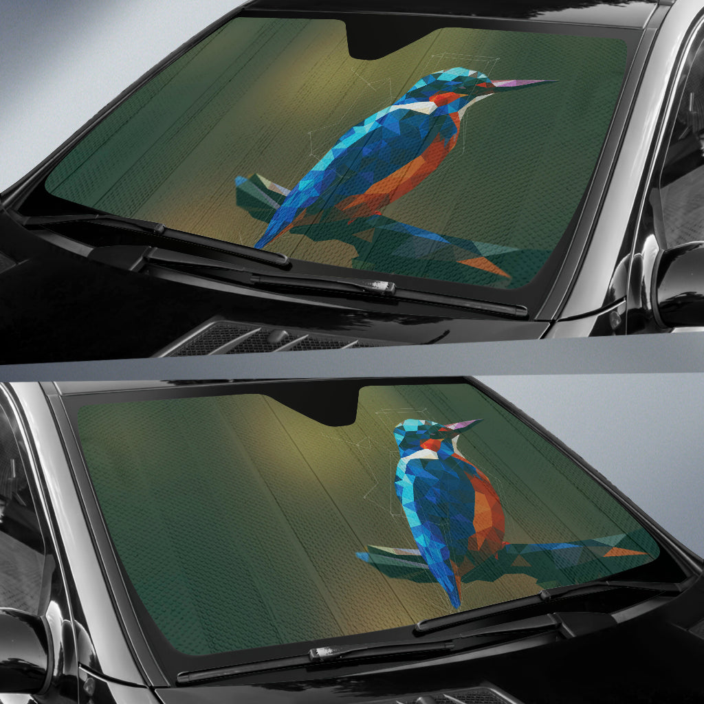 Vibrant Polygon Bird Perched in Abstract Space Car Auto Sun Shades 211502