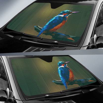 Vibrant Polygon Bird Perched in Abstract Space Car Auto Sun Shades 211502