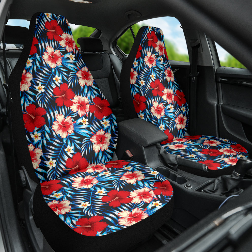 Red Blue Hibiscus Hawaiian Flower Pattern Car Seat Covers 212201