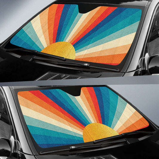 Retro Sunrise Colorful Car Auto Sun Shades 210202