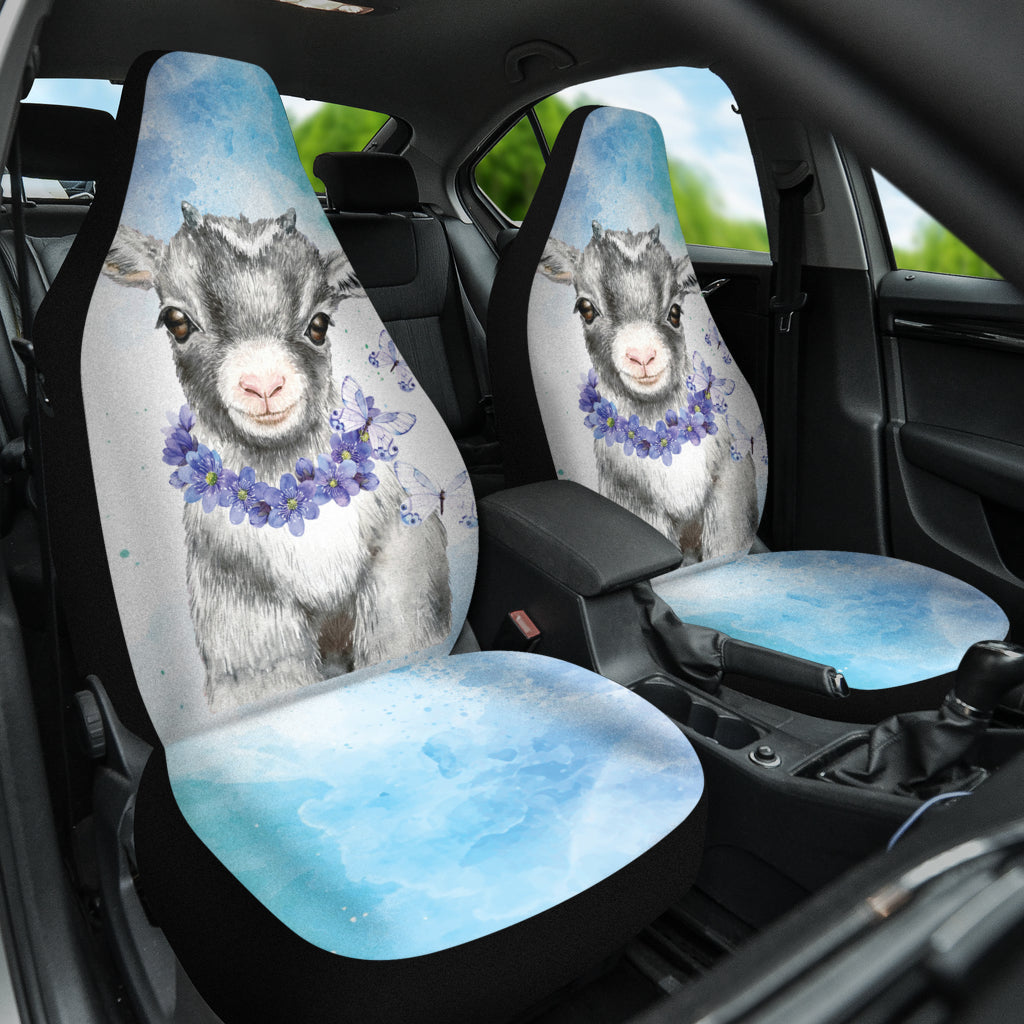 Goat Cute Blue Watercolor Car Seat Covers 212301