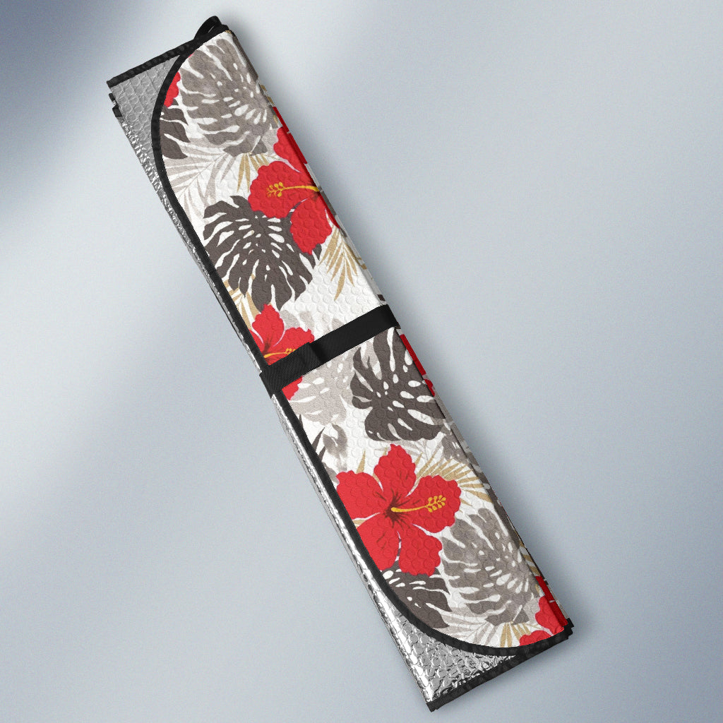 Red Hibiscus Hawaiian Flower Pattern Car Auto Sun Shades 212201