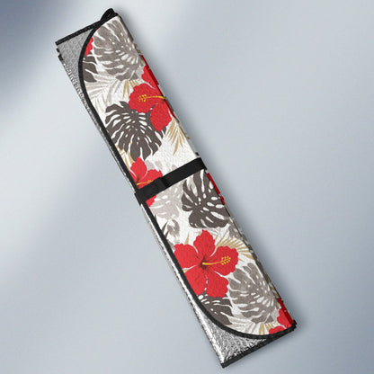 Red Hibiscus Hawaiian Flower Pattern Car Auto Sun Shades 212201