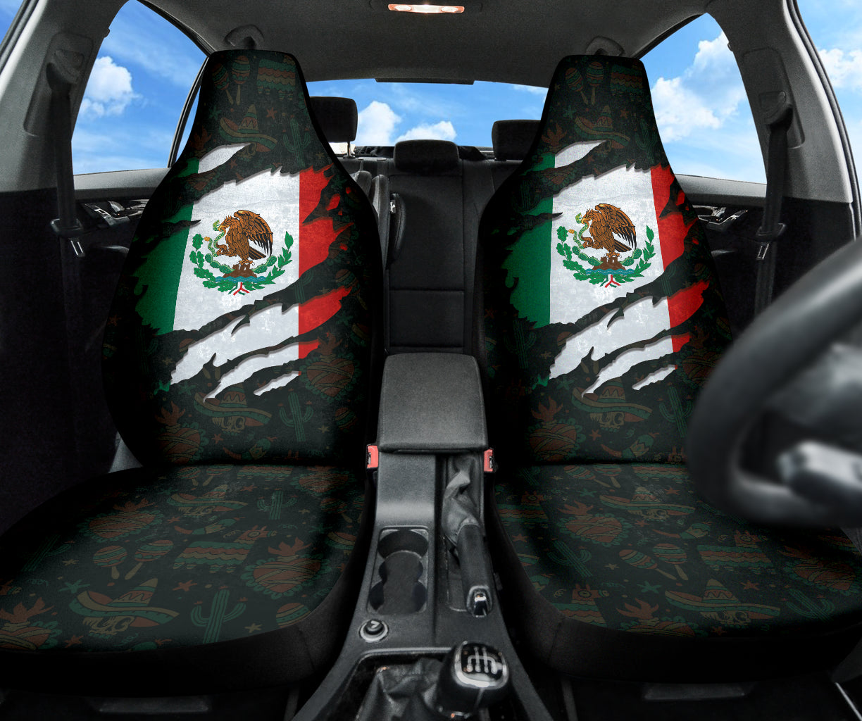 Coat of Arms Mexico Flag Scratch Car Seat Covers 210202