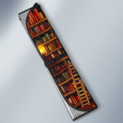 Endless Bookshelves Inside Warm Enchanted Library Car Auto Sun Shades 211502
