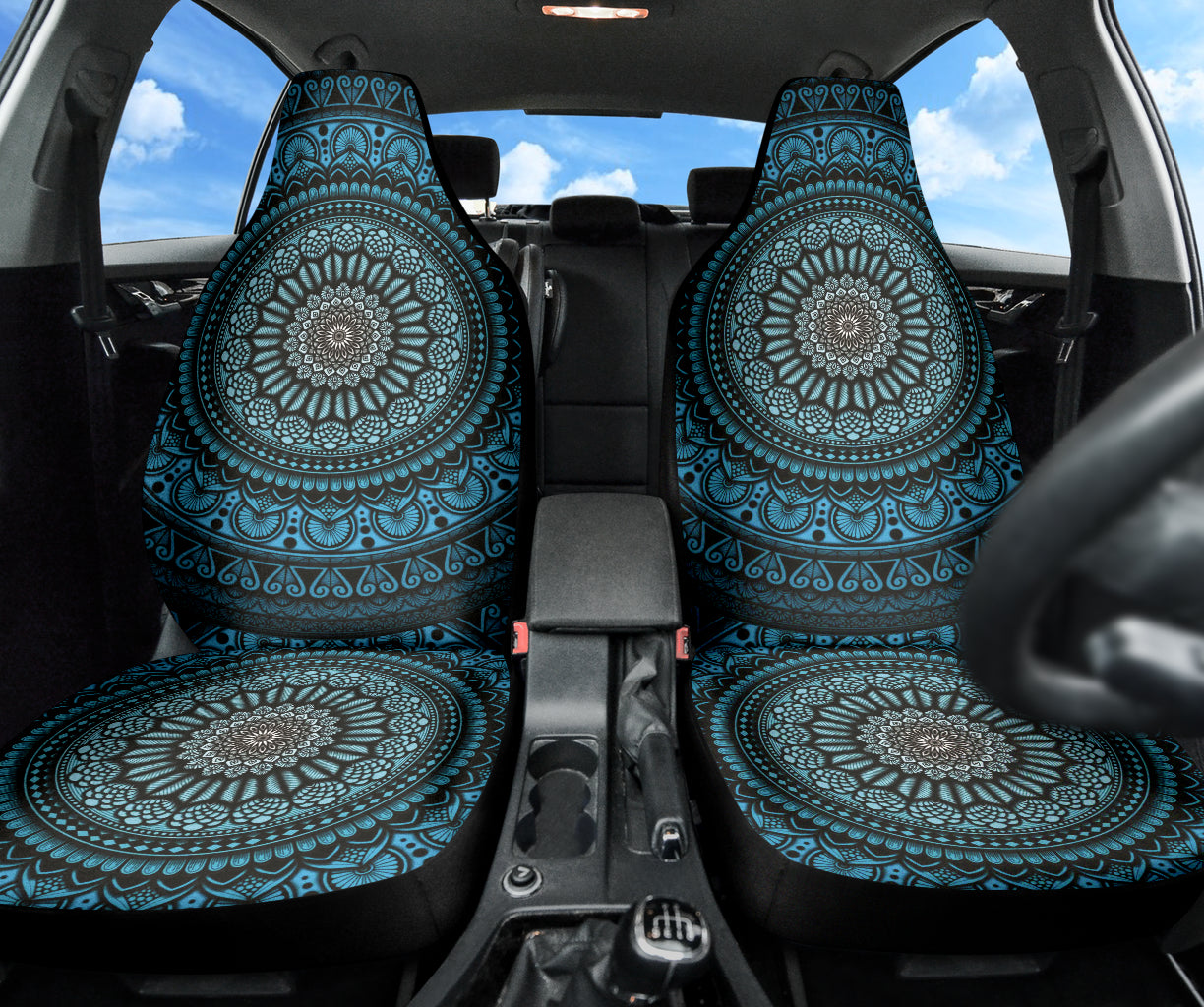 Cyan Mandala Circle Car Seat Covers 212401