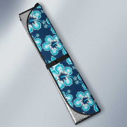 Blue Hibiscus Hawaiian Flower Pattern Car Auto Sun Shades 212201