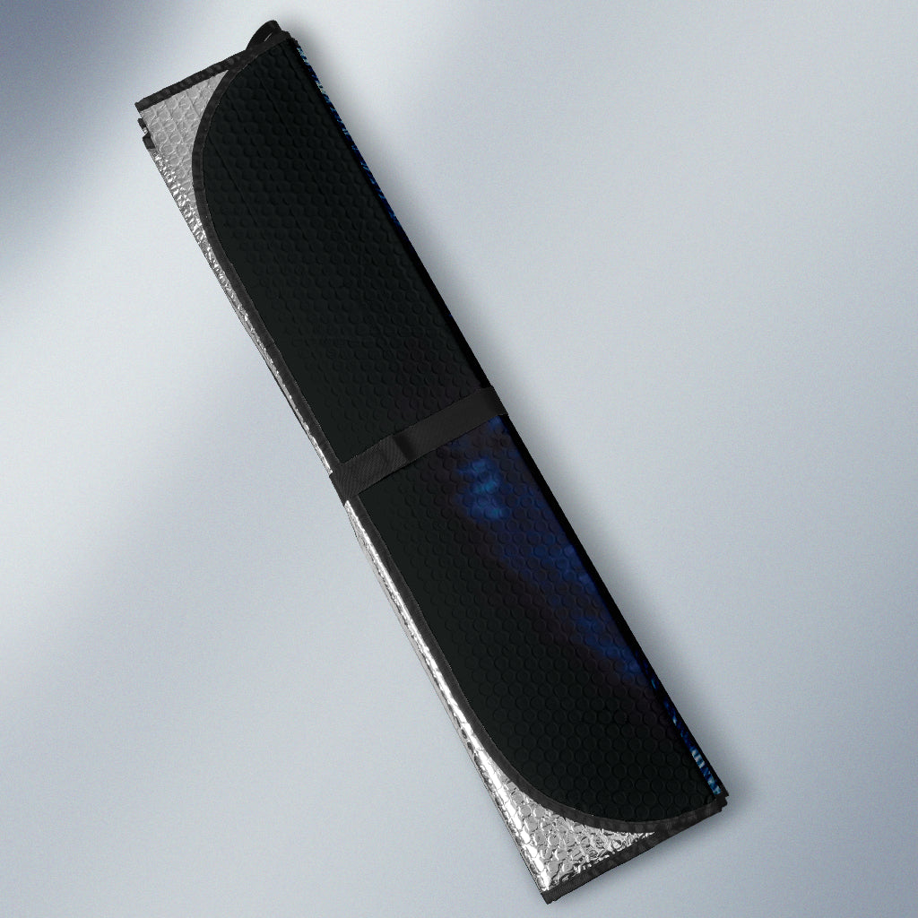 Blue Wolf Eyes Staring from Shadowed Fur Car Auto Sun Shades 211502