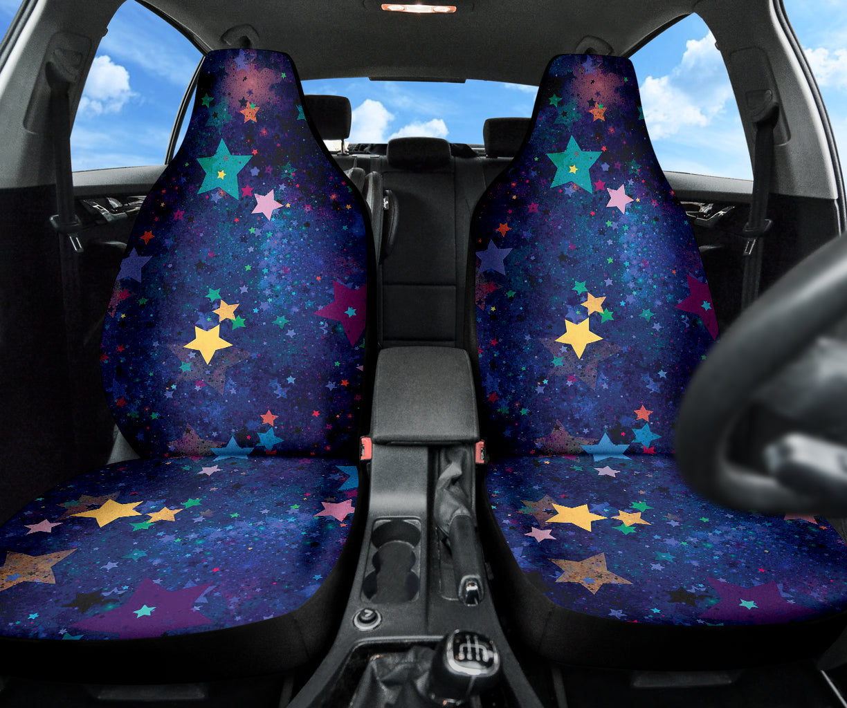 Stars Colorful Watercolor Car Seat Covers 210302