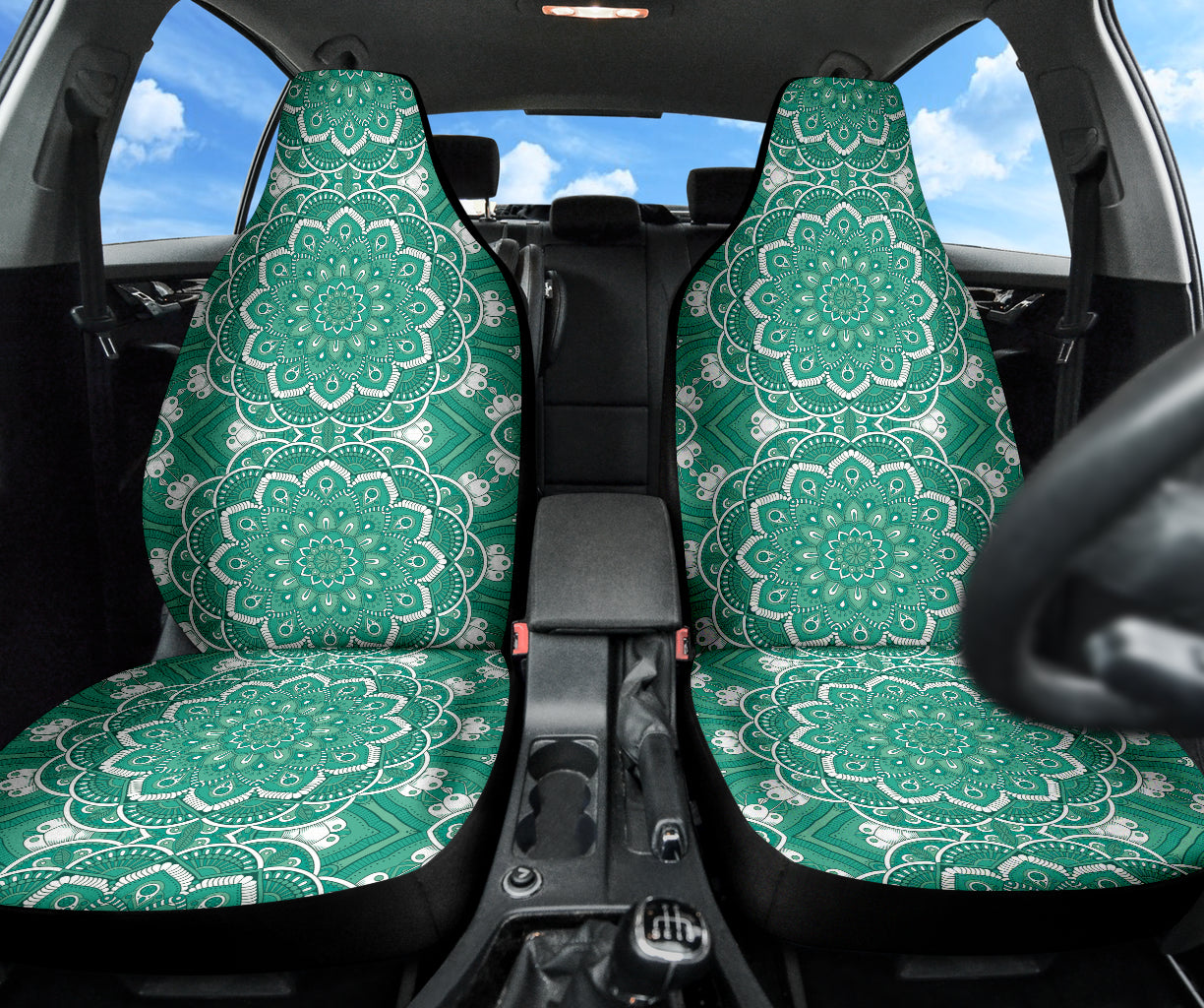 Green Mandala Circle Car Seat Covers 212401