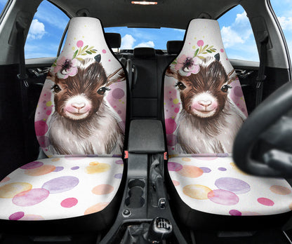 Goat Cute Floral Watercolor Car Seat Covers 212301