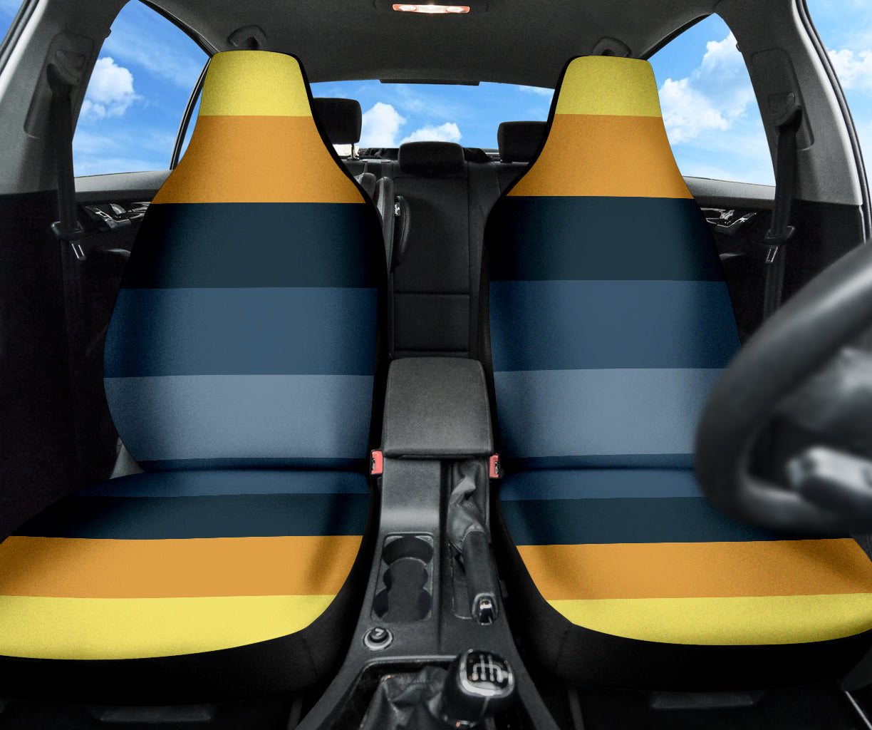 Retro Yellow Blue Car Seat Covers 210202