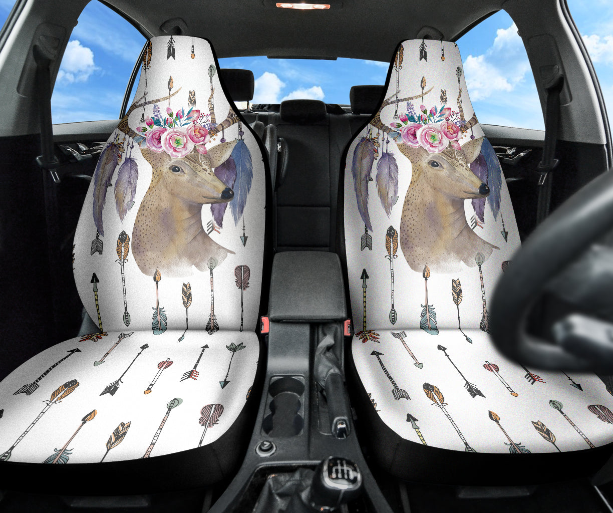 Deer Boho Arrow Feather Car Seat Covers 211601