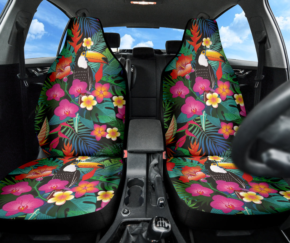Hibicus Toucan Colorful Car Seat Covers 212401