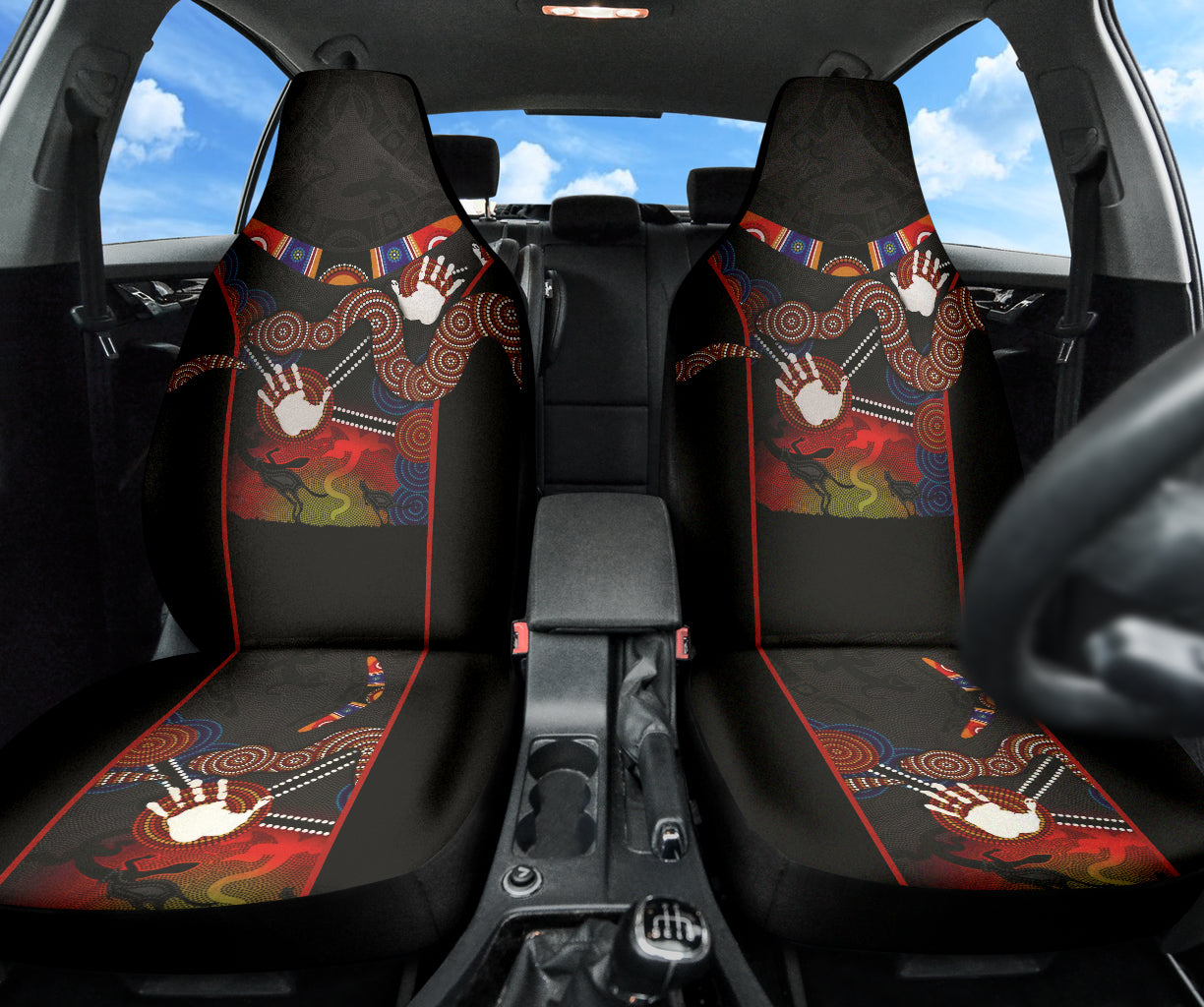 Australian Boomerang And Snake Indigenous Car Seat Covers 212501