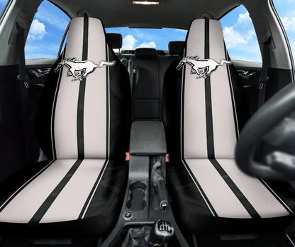 White Gray Ford Mustang Fastback Muscle Car Seat Covers 210402