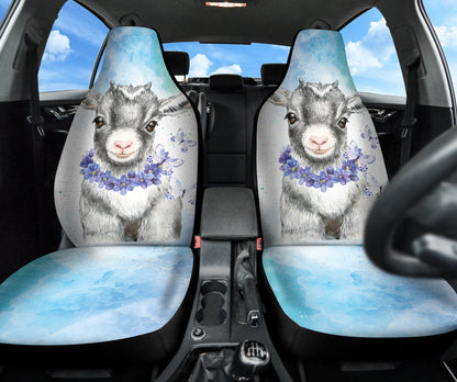 Goat Cute Blue Watercolor Car Seat Covers 212301